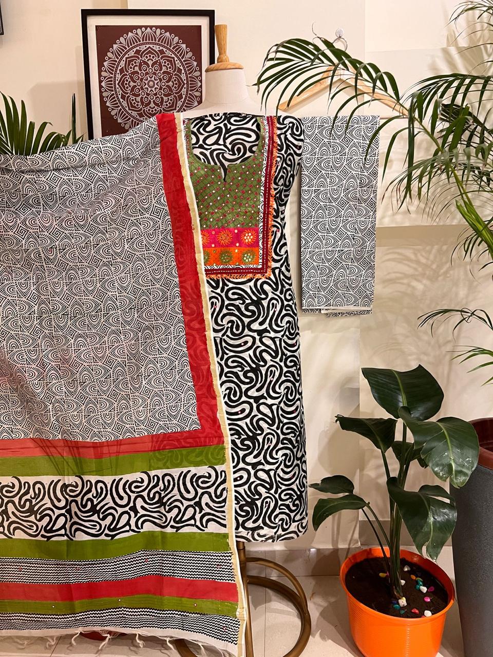 CHANDERI SILK EMBROIDERY SET