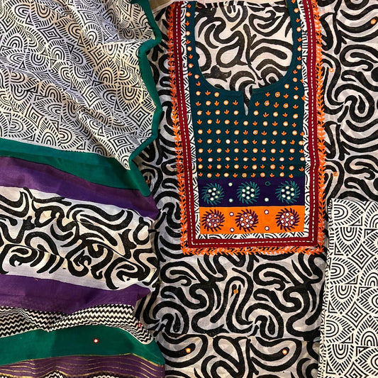 CHANDERI SILK EMBROIDERY SET