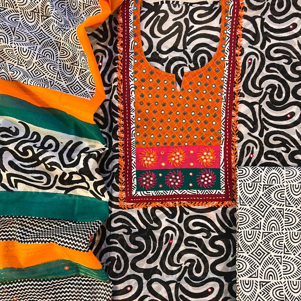 CHANDERI SILK EMBROIDERY SET