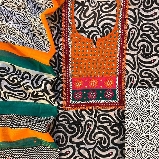 CHANDERI SILK EMBROIDERY SET