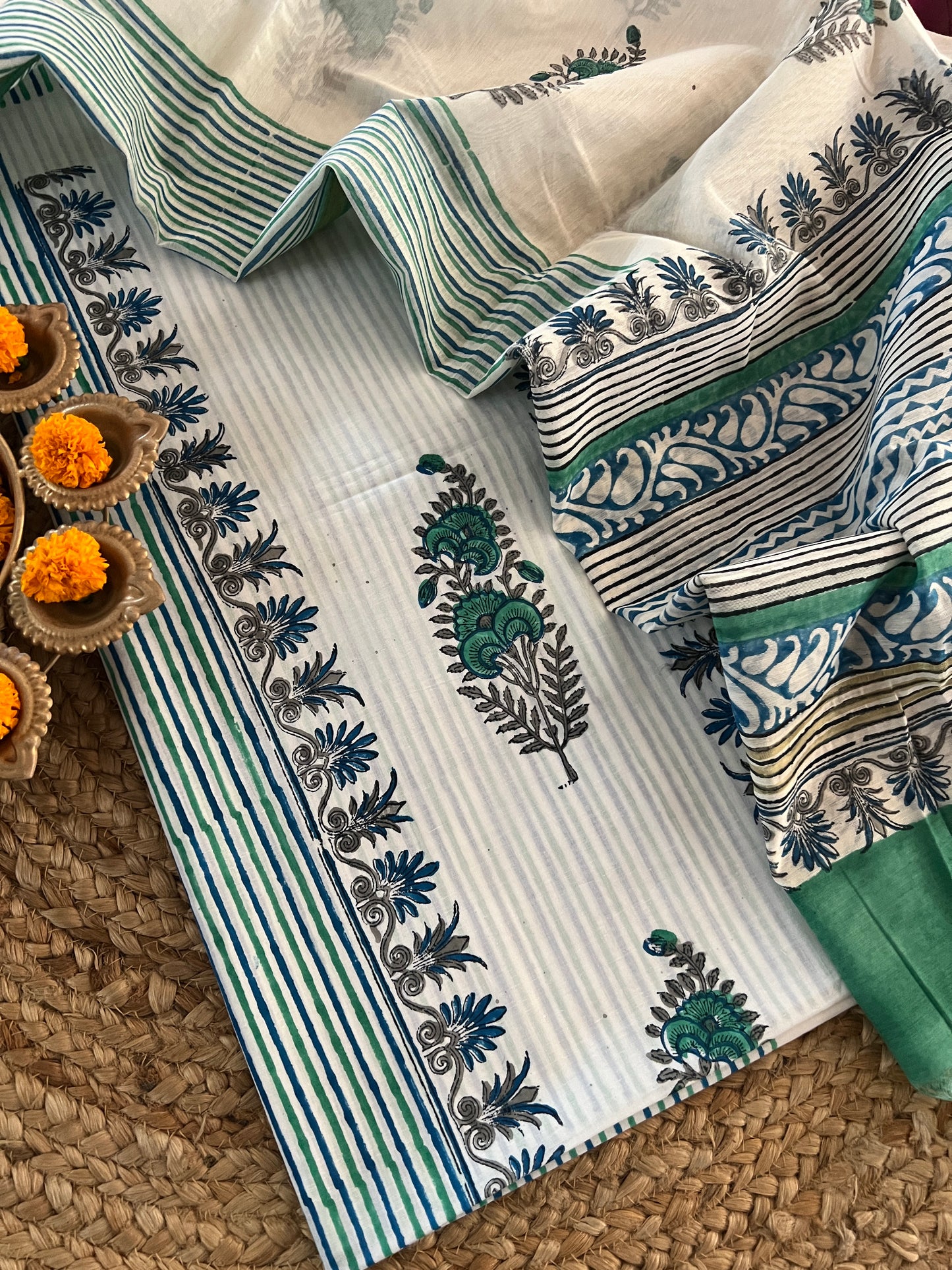 COTTON BLOCK PRINT SUIT (PH8327)