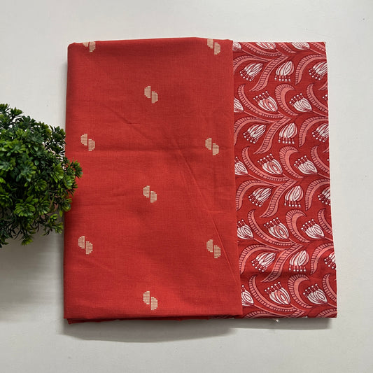 Soft Handloom Cotton With Pure Cotton Hand Block Print Combo Set (PH8560)