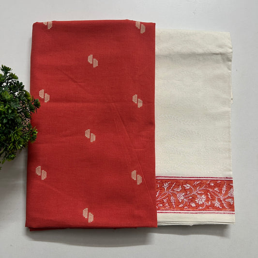 Soft Handloom Cotton With Pure Cotton Hand Block Print Combo Set (PH8562)