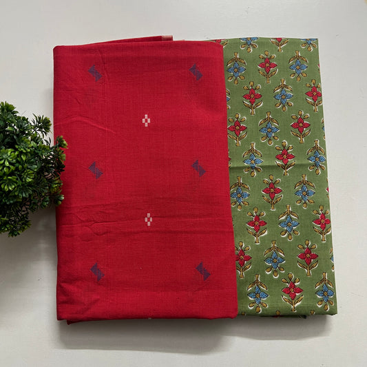 Soft Handloom Cotton With Pure Cotton Hand Block Print Combo Set (PH8568)