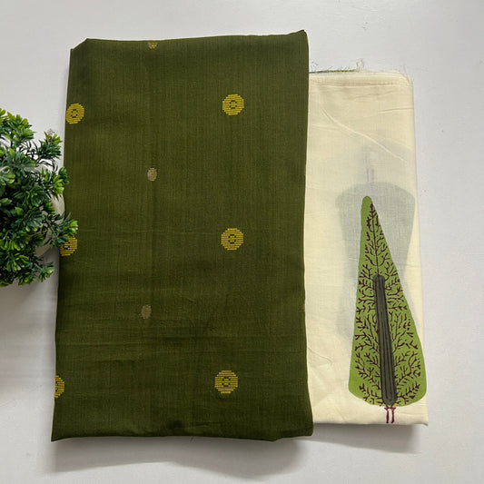 Soft Handloom Cotton With Pure Cotton Hand Block Print Combo Set (PH8570)