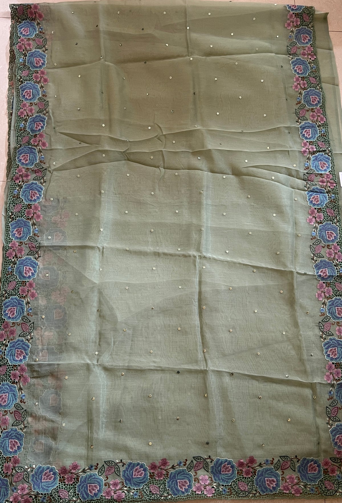TISSUE ORGANZA EMBROIDERED SAREE (PH8731)