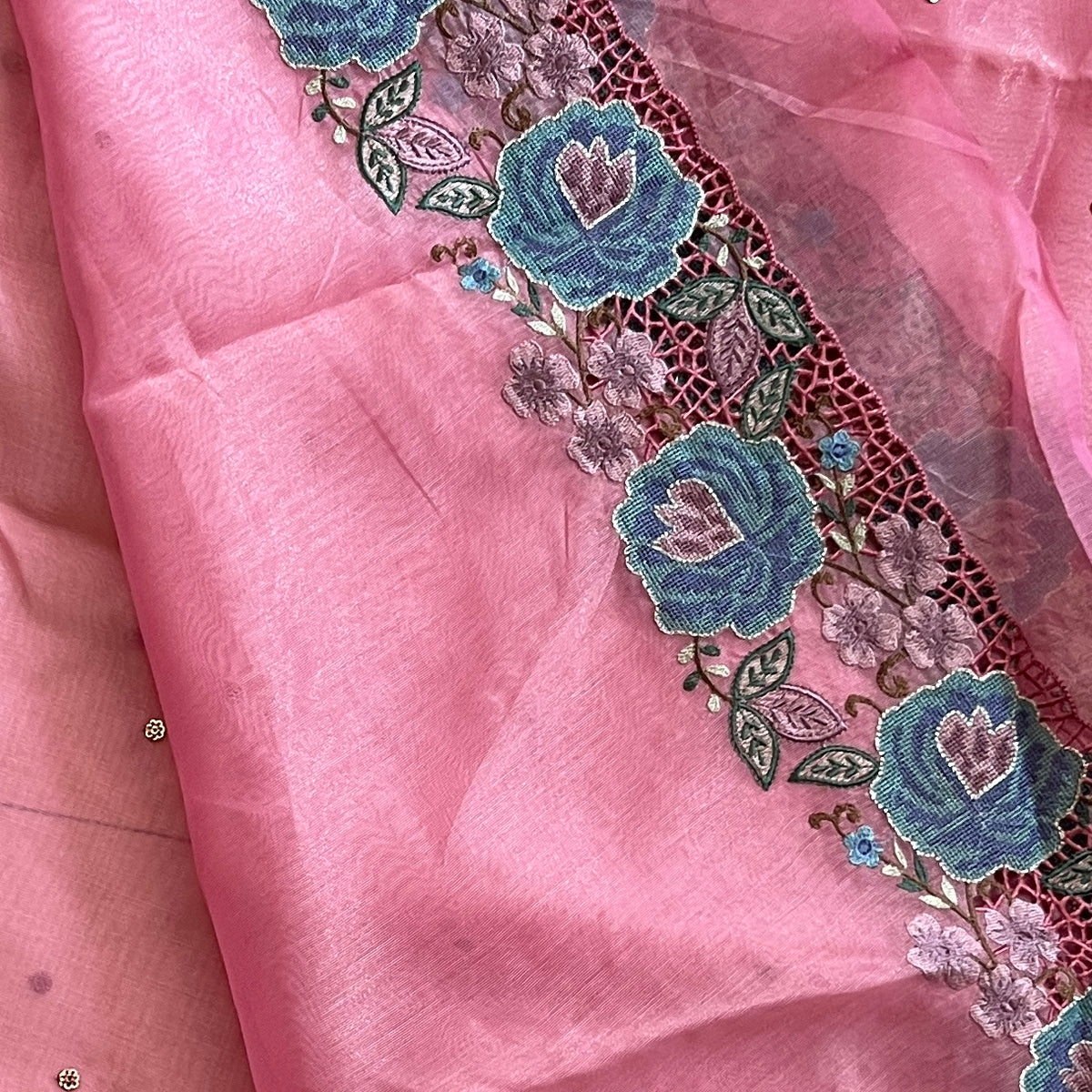 TISSUE ORGANZA EMBROIDERED SAREE (PH8732)