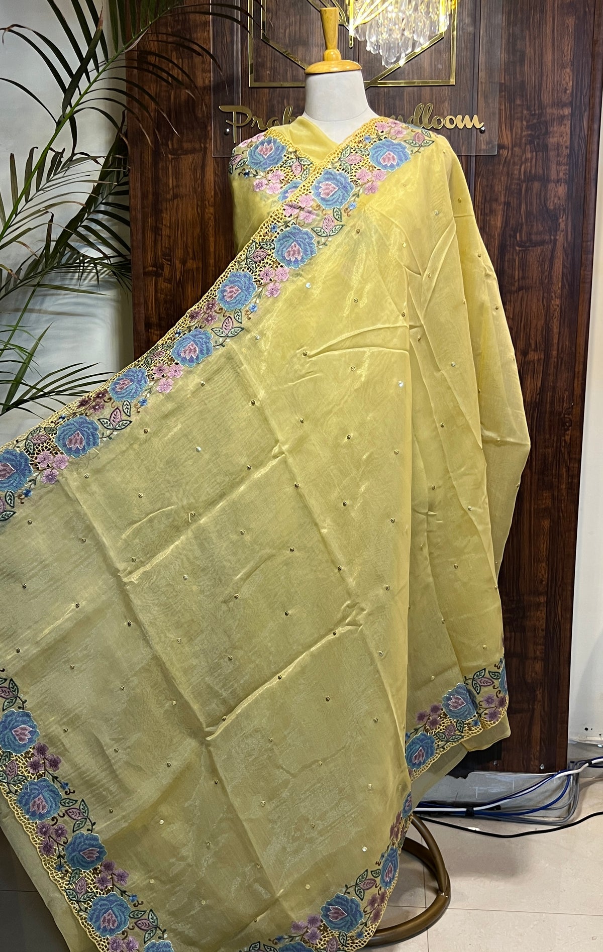 TISSUE ORGANZA EMBROIDERED SAREE (PH8733)