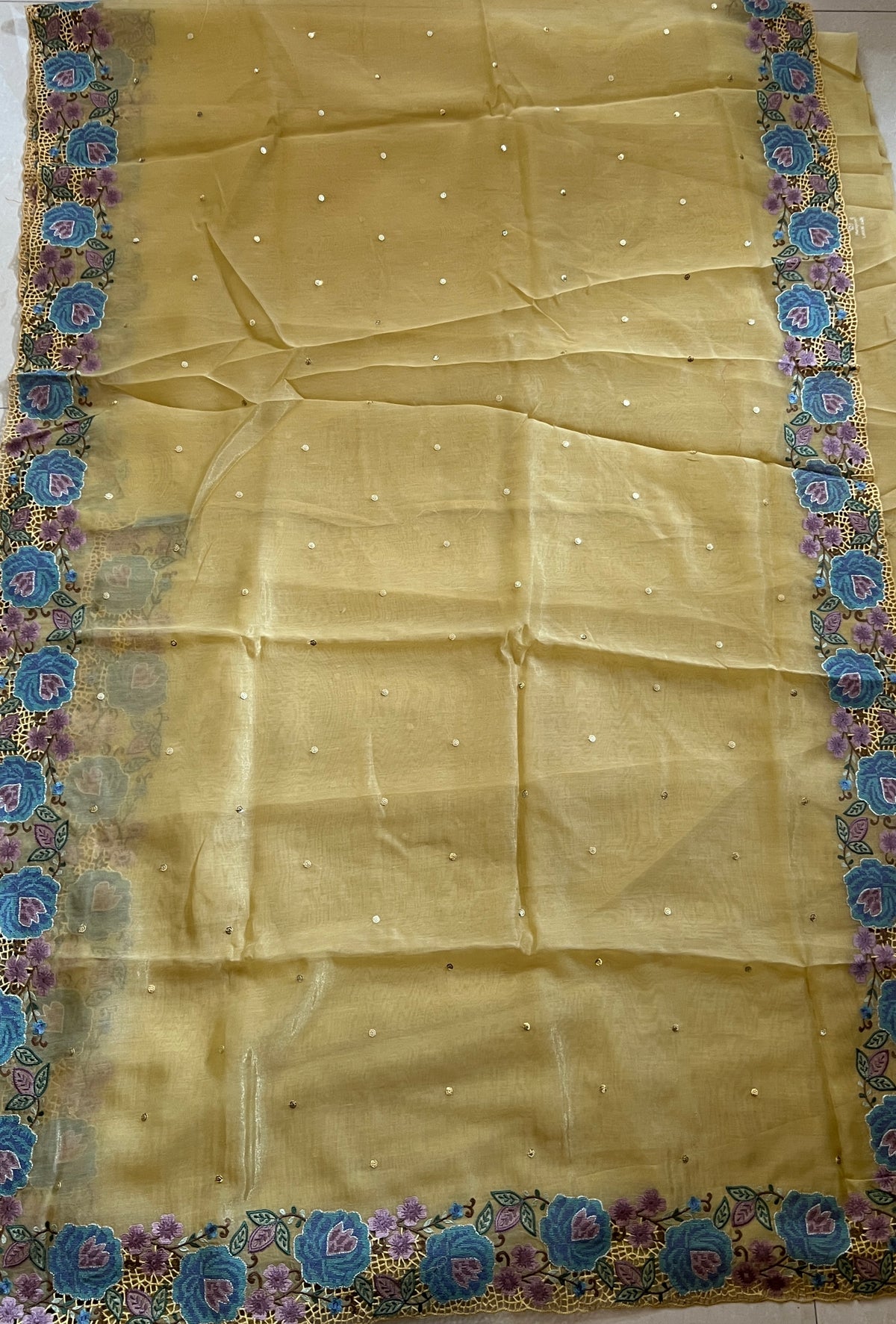 TISSUE ORGANZA EMBROIDERED SAREE (PH8733)