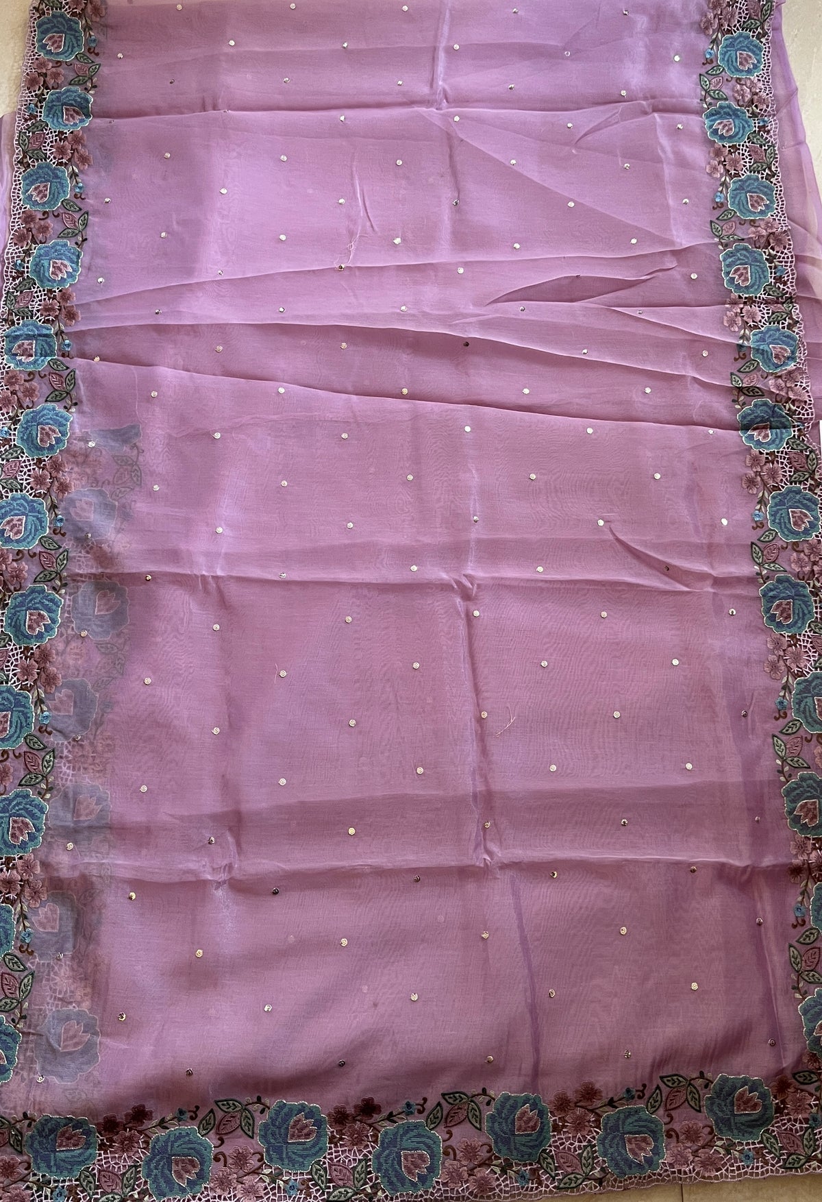 TISSUE ORGANZA EMBROIDERED SAREE (PH8734)