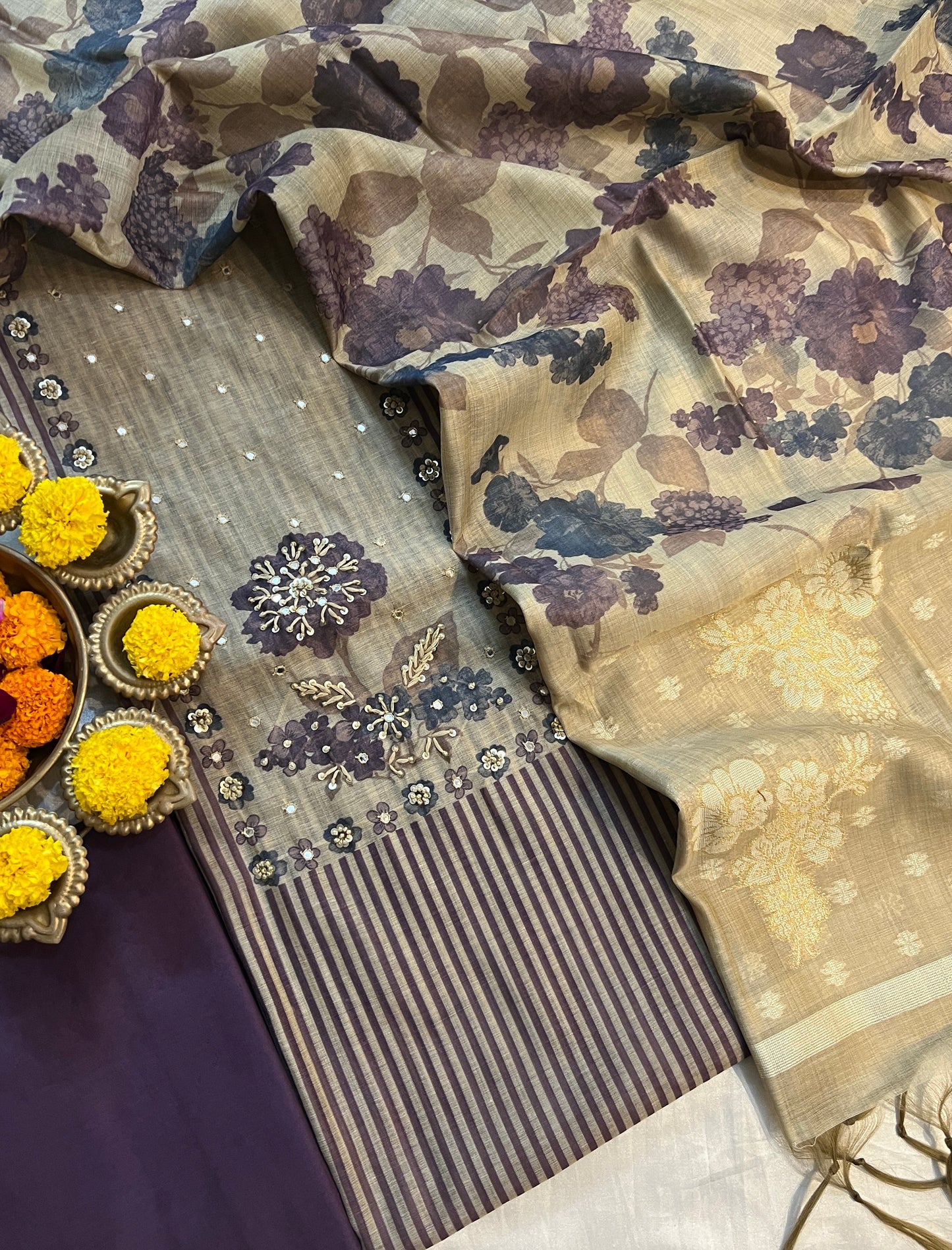 SLUB CHANDERI SILK SUITS (PH8986)