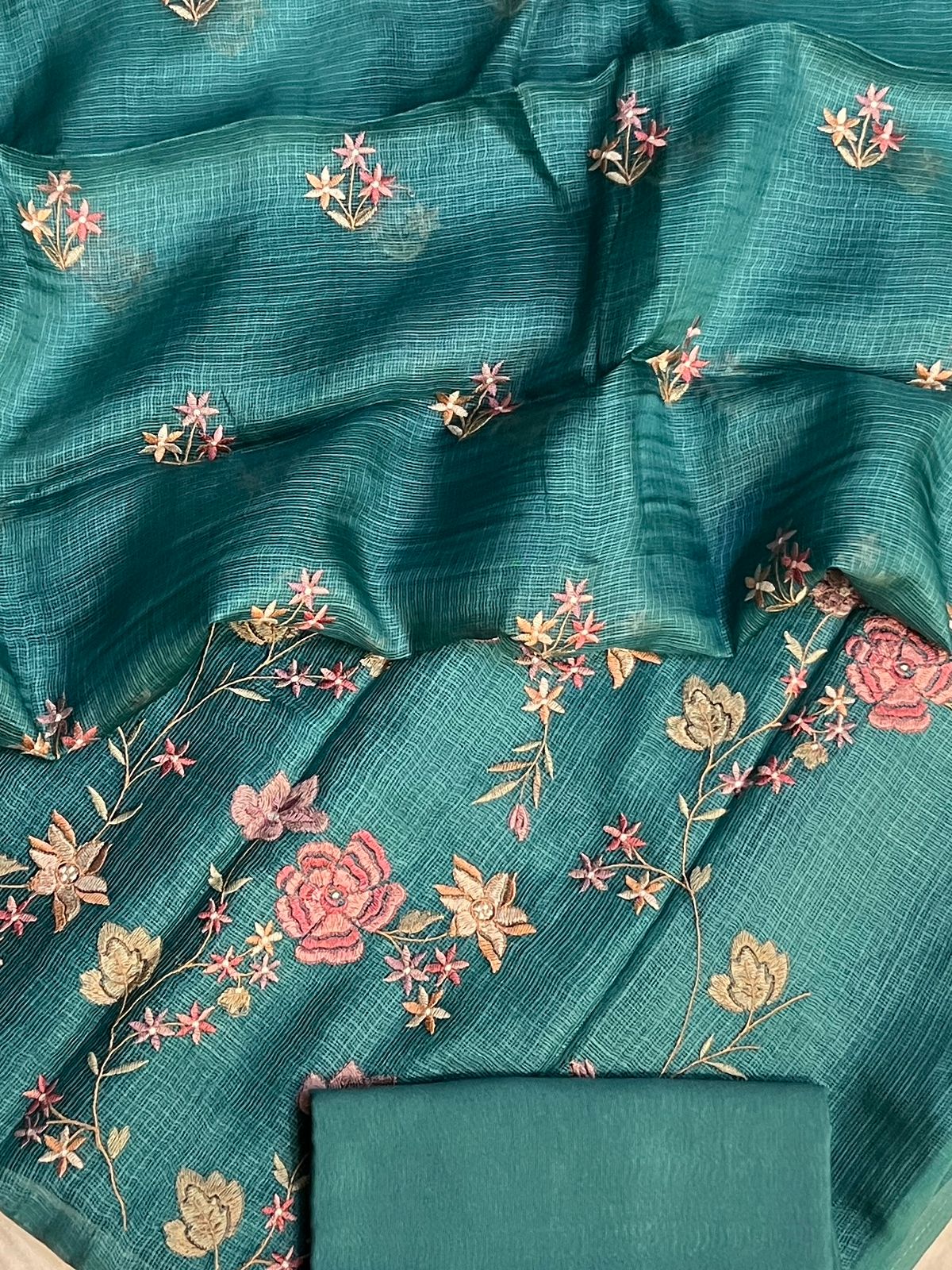 Prakriti Atelier | Pure Kota Tusser Fine Heavy Embroidery Premium Designer Suit Set (PH9005)