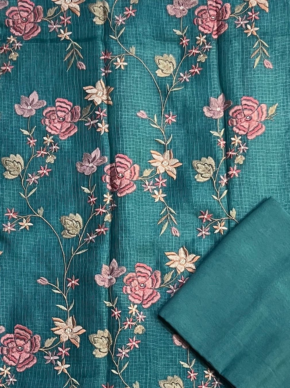 Prakriti Atelier | Pure Kota Tusser Fine Heavy Embroidery Premium Designer Suit Set (PH9005)