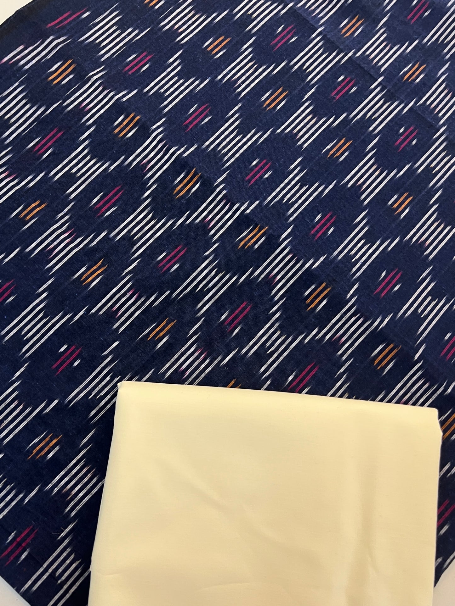Soft Handloom Ikat Cotton With Pure Cotton Bottom Combo Set (PH9057)