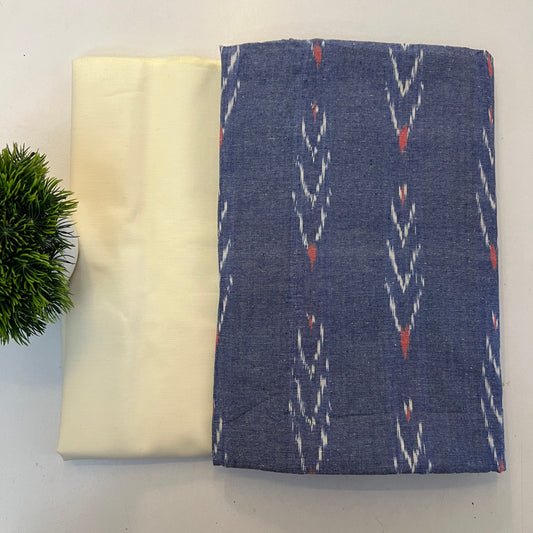 Soft Handloom Ikat Cotton With Pure Cotton Bottom Combo Set (PH9059)