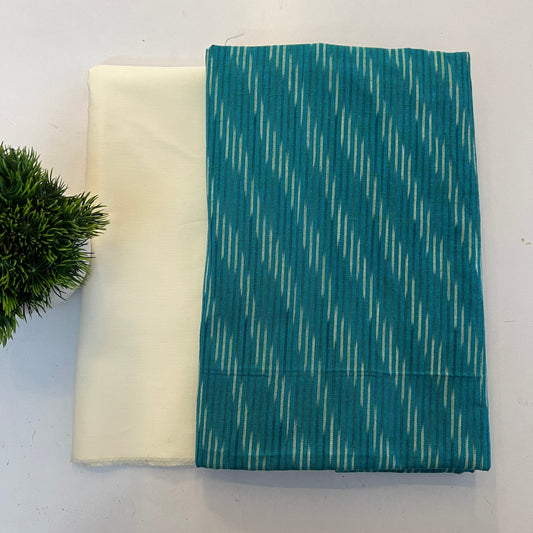 Soft Handloom Ikat Cotton With Pure Cotton Bottom Combo Set (PH9060)