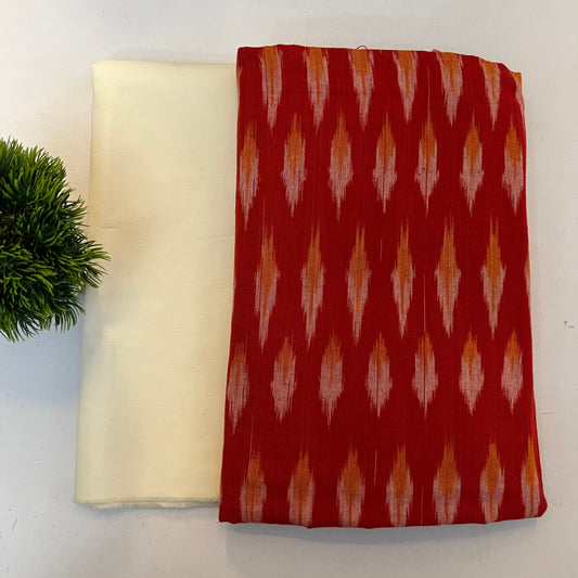 Soft Handloom Ikat Cotton With Pure Cotton Bottom Combo Set (PH9061)
