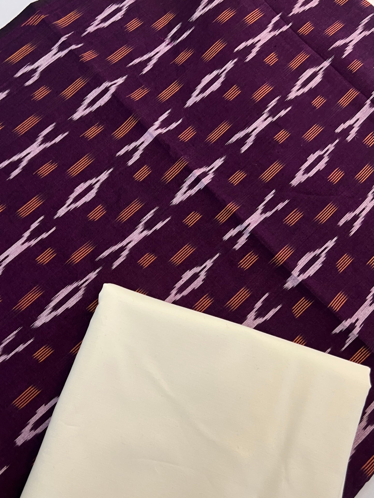 Soft Handloom Ikat Cotton With Pure Cotton Bottom Combo Set (PH9063)