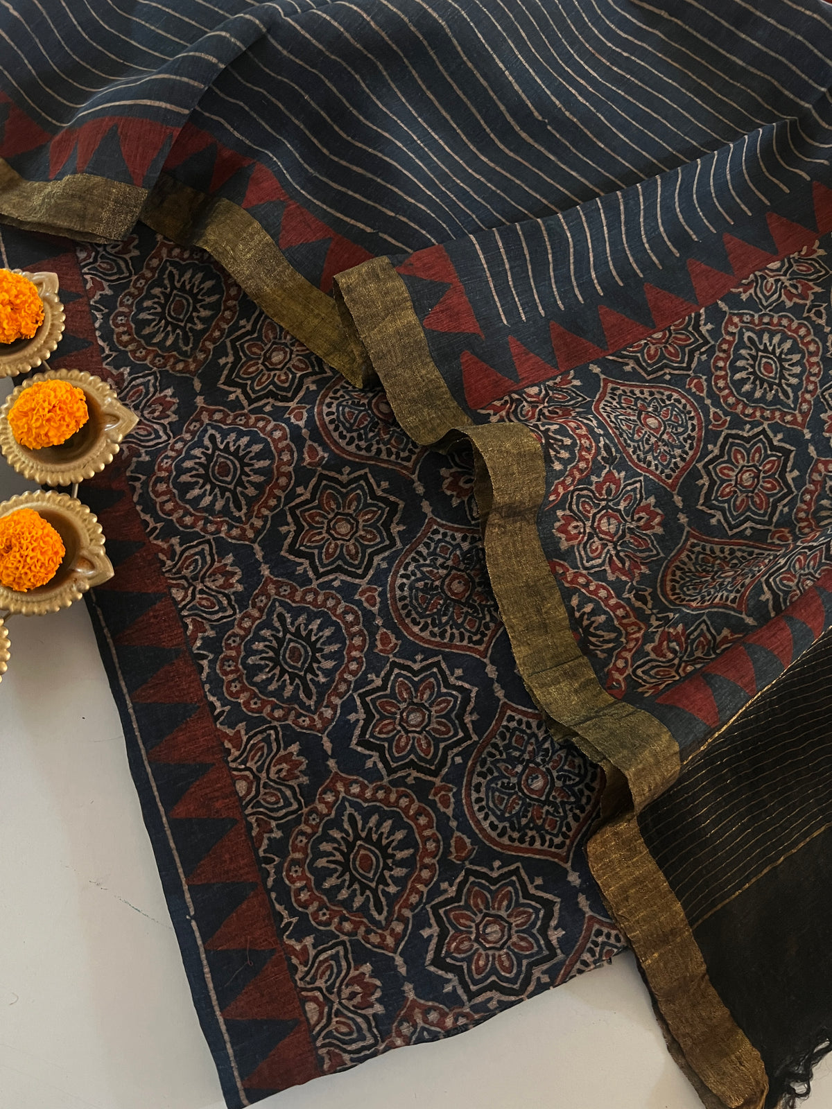 AJRAKH LINEN SILK SUIT (PH9587)