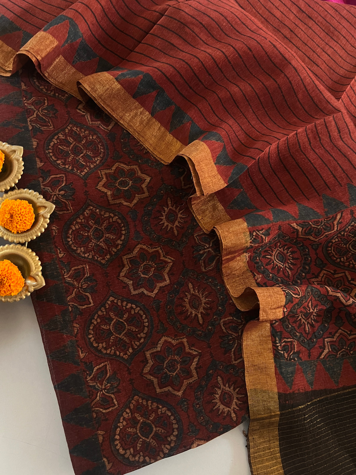 AJRAKH LINEN SILK SUIT (PH9589)