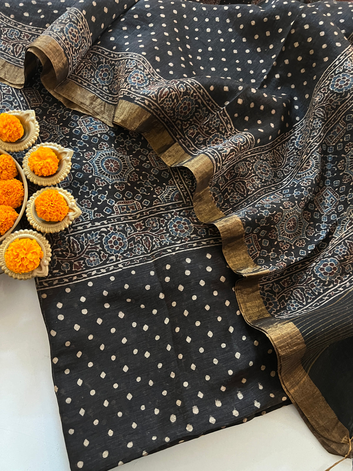 AJRAKH LINEN SILK SUIT (PH9592)