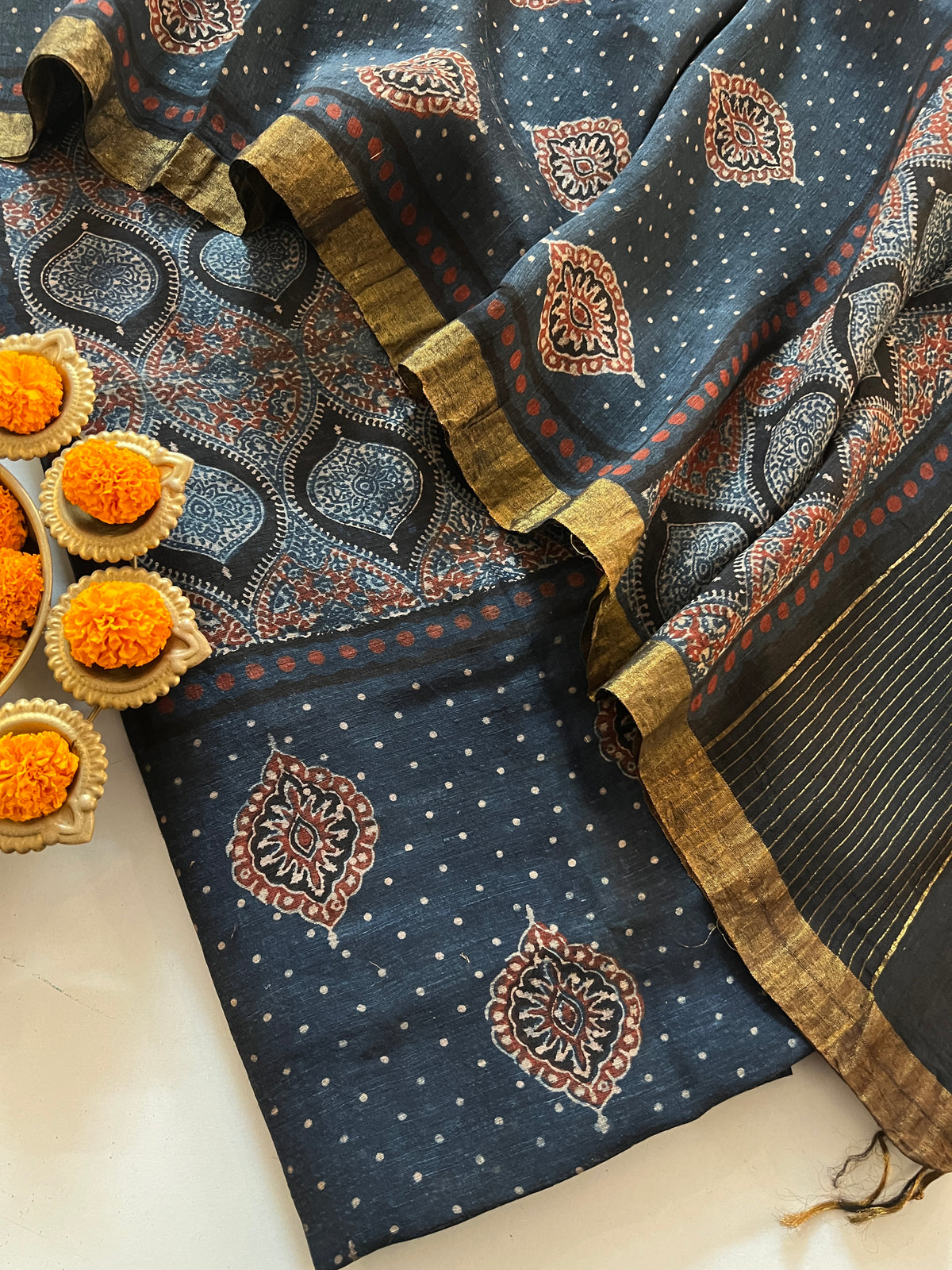AJRAKH LINEN SILK SUIT (PH9600)