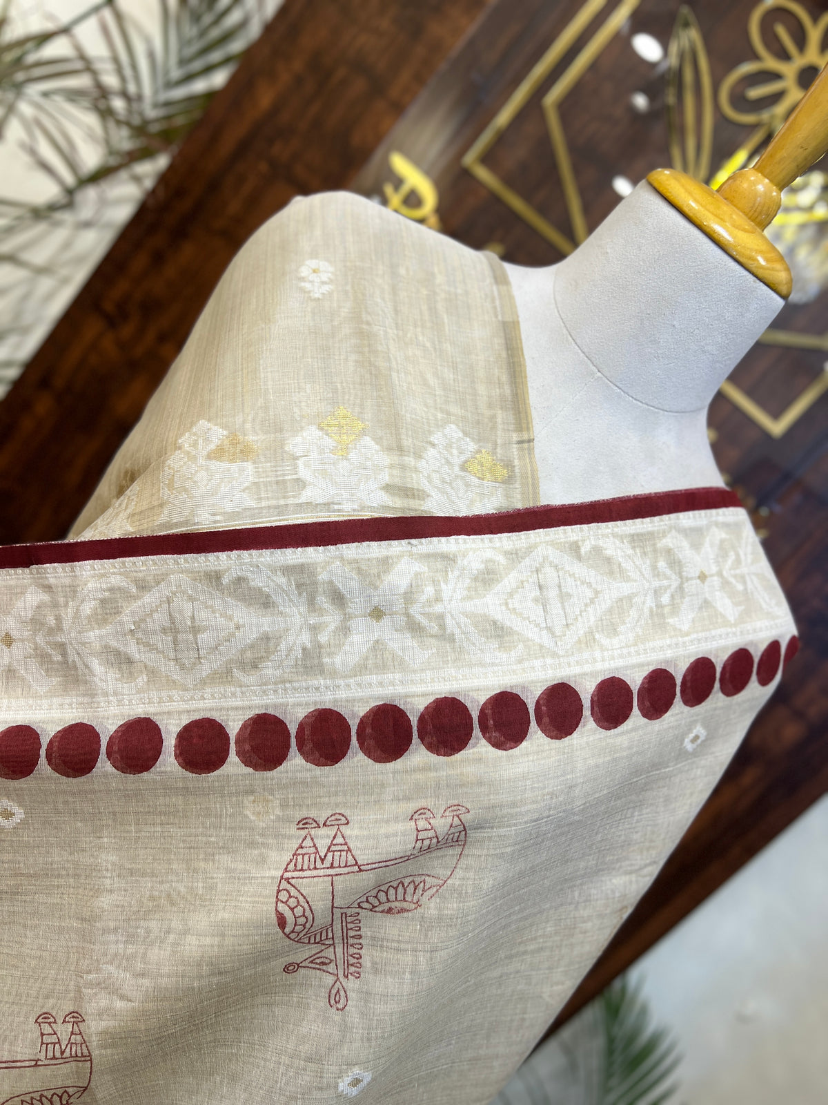 MUNGA COTTON JAMDANI SAREE (PH9617)