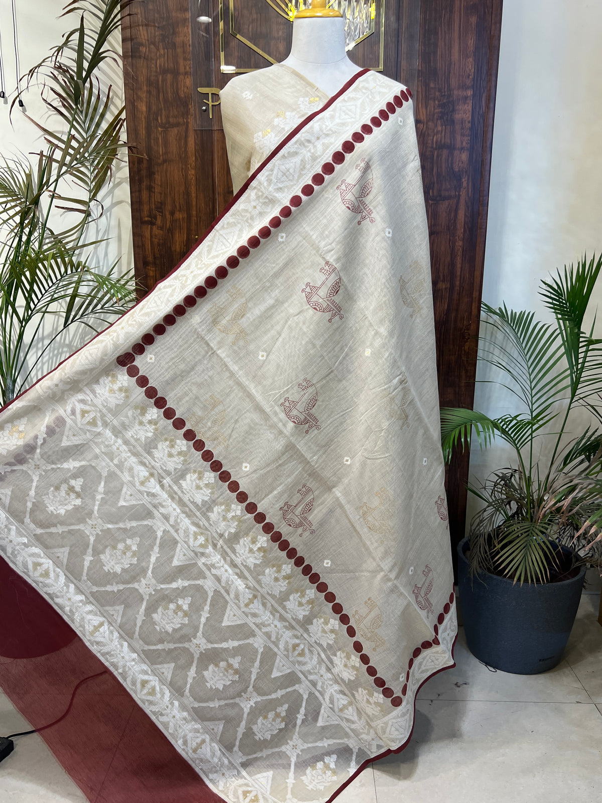 MUNGA COTTON JAMDANI SAREE (PH9617)