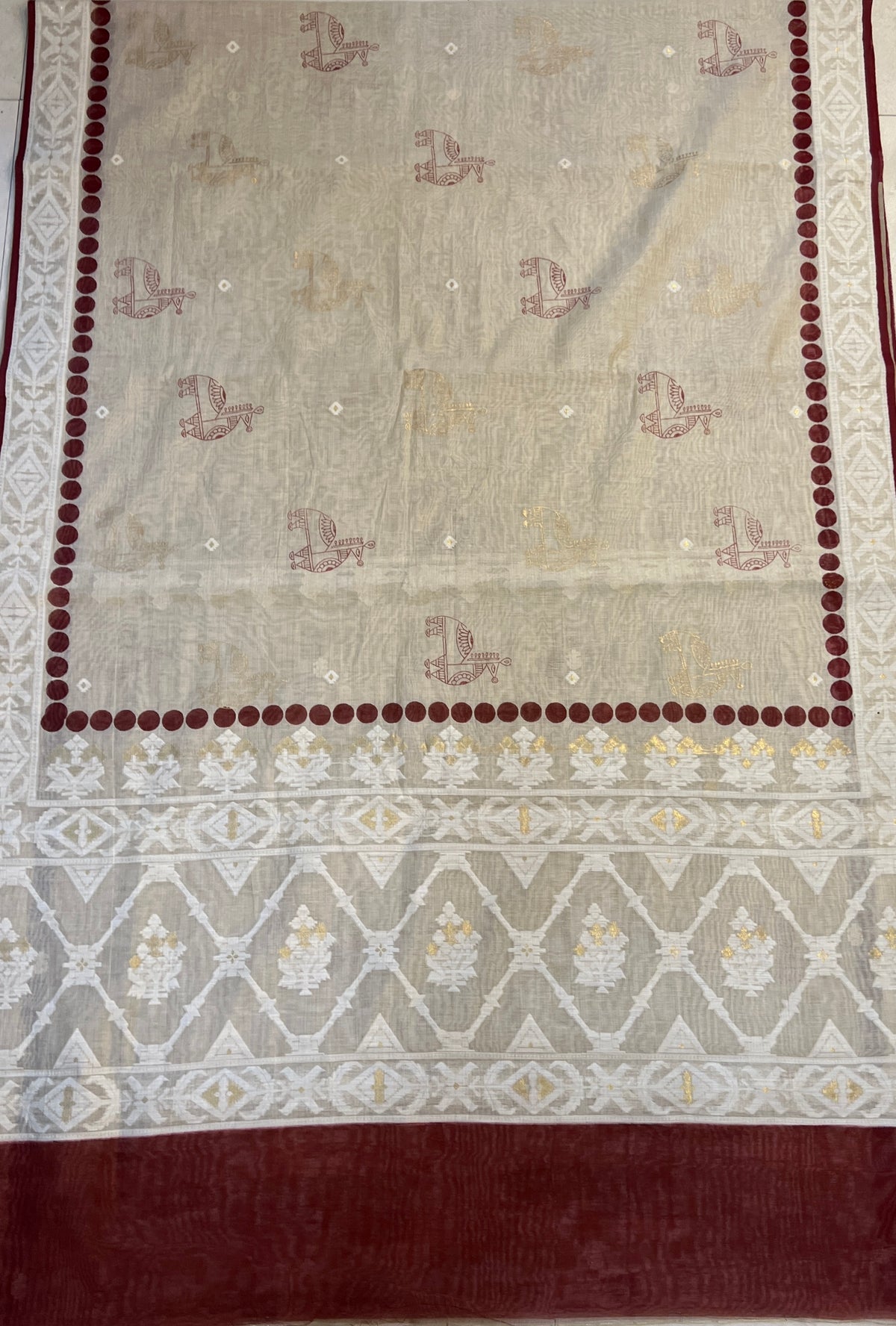 MUNGA COTTON JAMDANI SAREE (PH9617)