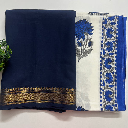 Soft Handloom Cotton With Pure Cotton Hand Block Print Combo Set (PH8469)