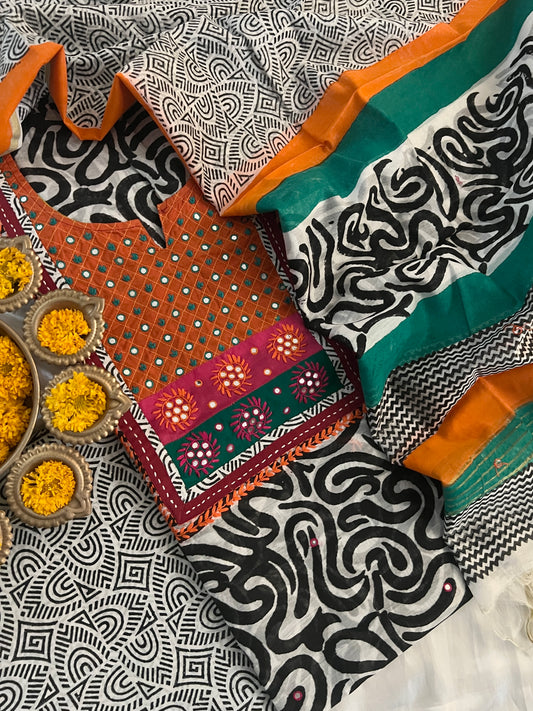 CHANDERI SILK EMBROIDERY SET