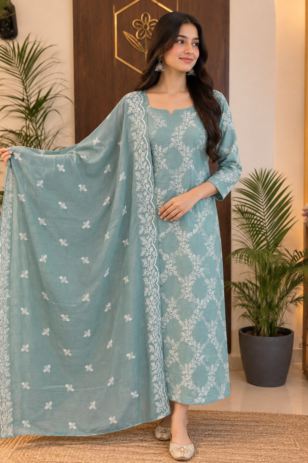 COTTON EMBROIDERY SUIT (PH9346)