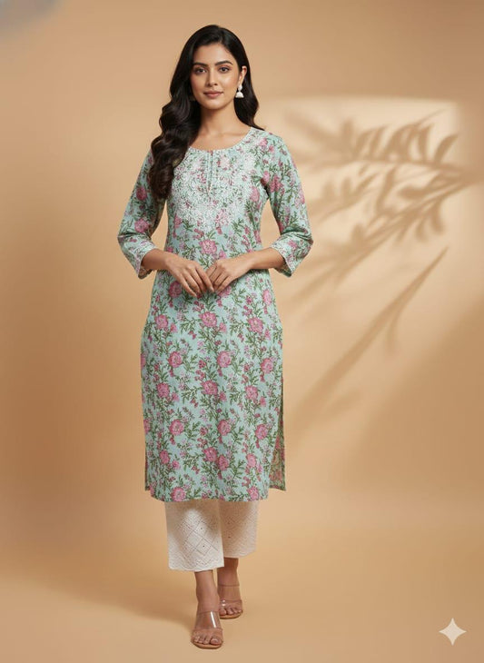 COTTON BLOCK PRINT KURTIE